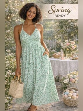 Universal Thread Green Floral Maxi Dress 🌿 NWT XS